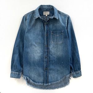 Current/Elliott The Prep School Frayed Button Up in Ripple